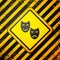 Black Comedy and tragedy theatrical masks icon isolated on yellow background. Warning sign. Vector