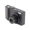 Black compact digital camera.