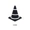 black cone isolated vector icon. simple element illustration from football concept vector icons. cone editable black logo symbol