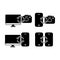 Black connected device icon collection design vector
