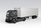 Black container truck isolated on gray background
