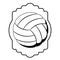 Black contour emblem with volleyball ball