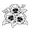 Black contour of pansy flowers. Vector illustration.