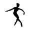 Black contour silhouette of graceful ballerina flat vector illustration isolated.
