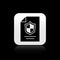 Black Contract with shield icon isolated on black background. Insurance concept. Security, safety, protection, protect