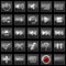 Black Control panel icons or buttons