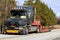 Black Conventional Scania 164L Semi Trailer on Road