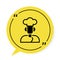 Black Cook icon isolated on white background. Chef symbol. Yellow speech bubble symbol. Vector