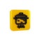 Black Cooking pot on fire icon isolated on transparent background. Boil or stew food symbol. Yellow square button.