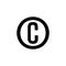 Black copyright icon isolated on white background.