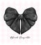 Black coquette ribbon bow hart shape, aesthetic watercolor hand drawing