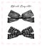 Black coquette ribbon bow set, aesthetic watercolor hand drawing
