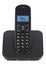 Black cordless phone. Call message on the screen