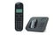 Black cordless phone handset and base unit