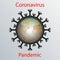 Black coronavirus icon with globe. Asian flu emblem. Design element
