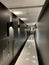 Black corridor with doors in the hotel