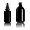 Black cosmetic bottle. Vector serum dropper mockup