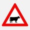 Black cow silhouette danger road sign