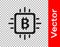 Black CPU mining farm icon isolated on transparent background. Bitcoin sign inside processor. Cryptocurrency mining