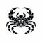 Black Crab Symbol In Tribal Abstraction Style With Bold Stencil