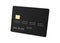 Black Credit Card with Semi-Matt Surface Isolated on White Background Close-Up.