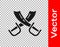 Black Crossed pirate swords icon isolated on transparent background. Sabre sign. Vector