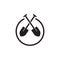 Black crossed shovel icon logo design
