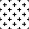 Black Crosses on White, Seamless Pattern.