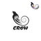 Black crow logo on a white background. Raven isolated.
