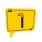 Black Crowbar icon isolated on white background. Yellow speech bubble symbol. Vector Illustration