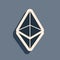 Black Cryptocurrency coin Ethereum ETH icon on grey background. Physical bit coin. Digital currency. Altcoin symbol