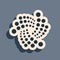 Black Cryptocurrency coin IOTA MIOTA icon on grey background. Physical bit coin. Digital currency. Altcoin symbol