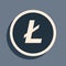 Black Cryptocurrency coin Litecoin LTC icon on grey background. Physical bit coin. Digital currency. Altcoin symbol
