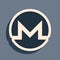 Black Cryptocurrency coin Monero XMR icon on grey background. Physical bit coin. Digital currency. Altcoin symbol