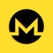 Black Cryptocurrency coin Monero XMR icon isolated on yellow background. Digital currency. Altcoin symbol. Blockchain