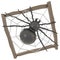 Black crystal spider in a wooden nest (3D)