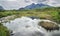 Black Cullin mountains,viewed from Sligachan brige,Isle of Skye,Scottish Highlands,Scotland,UK