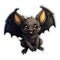 Black cute bat isolated on white background, cute sticker. AI generated