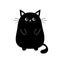 Black cute sitting cat baby kitten silhouette. Kawaii animal. Cartoon kitty character. Funny face with eyes, mustaches, nose, ears