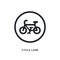 black cycle lane isolated vector icon. simple element illustration from traffic signs concept vector icons. cycle lane editable