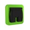 Black Cycling shorts icon isolated on transparent background. Green square button.