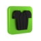 Black Cycling t-shirt icon isolated on transparent background. Cycling jersey. Bicycle apparel. Green square button.