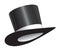 Black cylinder hat with white ribbon in
