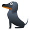 Black dachshund icon, cartoon style