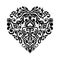 Black damask heart