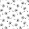 Black dandelions seed floral fluff pattern on a white background