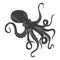 Black danger cartoon octopus characters. Tattoo or pattern to t-shirt, poster logo, vector illustration