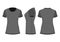 Black/dark gray woman`s t-shirt in back, front and side views