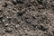 Black Dark Soil Dirt Background Texture, Natural Pattern. Flat Top View. Clods of Earth