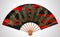 Black decorative Chinese open fan with gold linear flying dragon